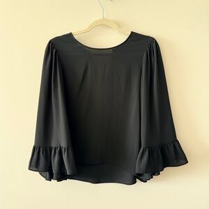 Zara Elegant Black Flared Sleeve Blouse
